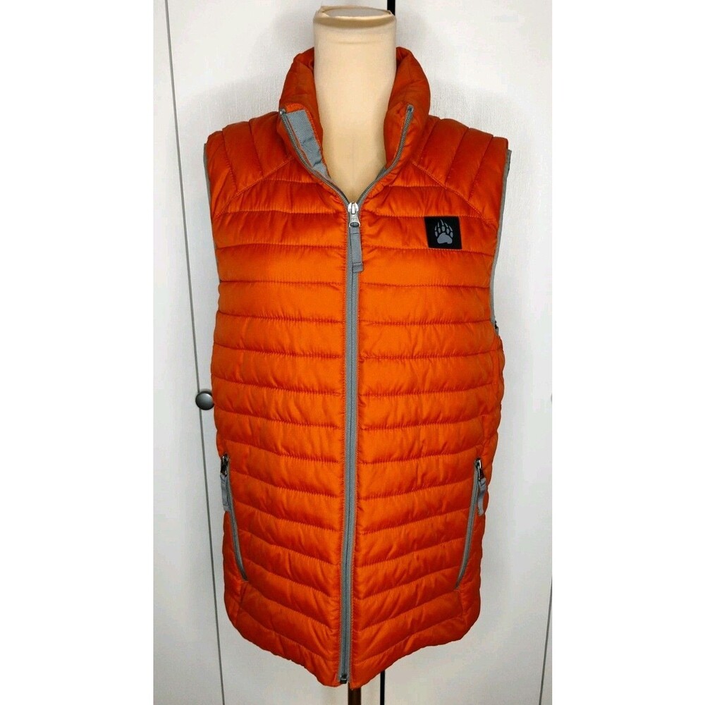Alaskan Hardgear Mens Orange Quilted Puffer Vest Full Zip Pockets Size S
